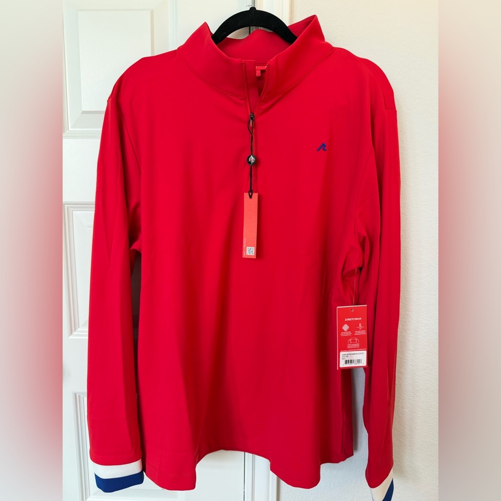 REDVANLY Rio Red Quarter Zip – Men’s Large – NWT